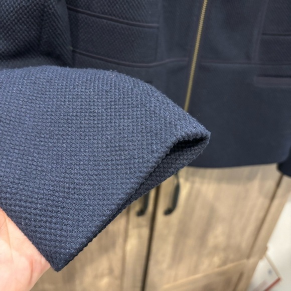 Talbots Blazer Jacket 12 Navy Blue Zip Front Lined - Picture 8 of 11